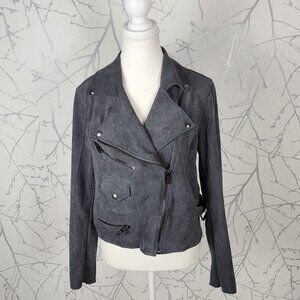 Blank NYC Gray Faux Suede Elliot Cropped Moto Jacket